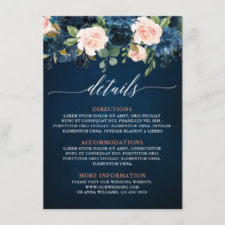 Cartão De Informações Detalhes do Casamento Rosa Rosa Rosa Rosa Rosa mar