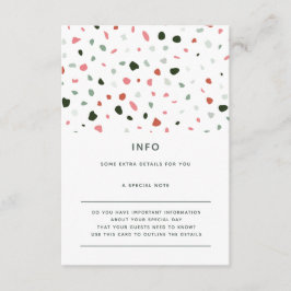 Cartão De Informações Detalhes do Casamento Rosa Verde Magra Mínimo Mode