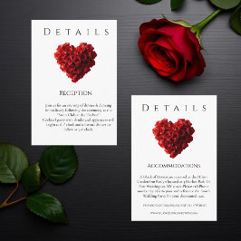 Cartão De Informações Detalhes do Casamento - Rosas Vermelhas em Forma d
