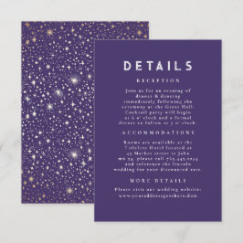 Cartão De Informações Detalhes do Casamento Roxo Celestial Noite Estrela