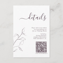 Cartão De Informações Detalhes do Casamento Roxo de ameixa de Código QR