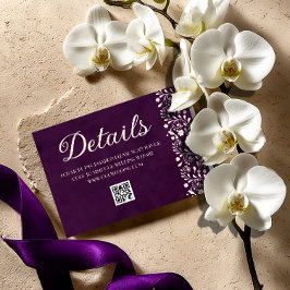 Cartão De Informações detalhes do casamento roxo mexicano código QR