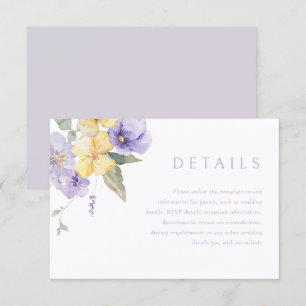 Cartão De Informações Detalhes do Casamento Roxo-Sol e lavanda