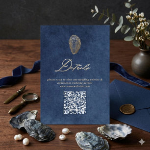Cartão De Informações Detalhes do Casamento Royal Navy Blue Ocean