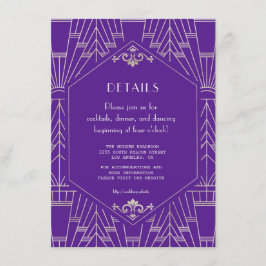 Cartão De Informações Detalhes do Casamento Royal Purple Silver Great Ga