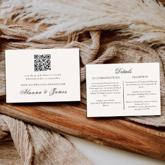 Cartão De Informações Detalhes do Casamento & RSVP com QR Code Neutro Mo