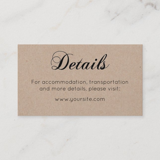 Cartão De Informações Detalhes do casamento russo. Caligrafia simples po (Frente)