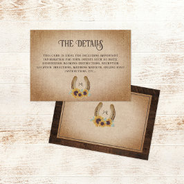 Cartão De Informações Detalhes do Casamento Russo de Ferradura Ocidental