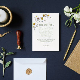 Cartão De Informações Detalhes do Casamento Russo de Frame Floral Amarel