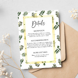 Cartão De Informações Detalhes do Casamento Russo Moderno Botânico Elega