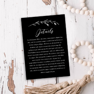 Cartão De Informações Detalhes do Casamento Rustic Black Wildflower