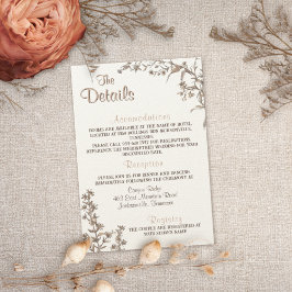 Cartão De Informações Detalhes do Casamento Rustic Boho Neutral Wildlfow