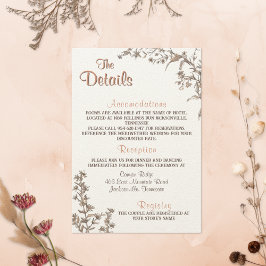 Cartão De Informações Detalhes do Casamento Rustic Boho Wildlfower