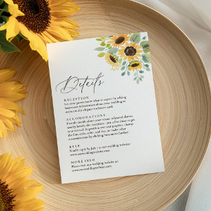 Cartão De Informações Detalhes do Casamento Rustic Sunflower