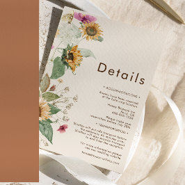 Cartão De Informações Detalhes do Casamento Rustic Sunflower Beige