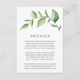 Cartão De Informações Detalhes do Casamento Rustic Watercolor Greenery S