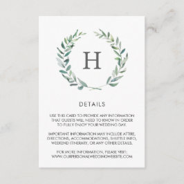 Cartão De Informações Detalhes do Casamento Rustic Watercolor Greenery W
