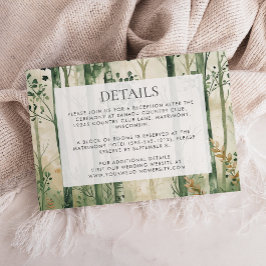 Cartão De Informações Detalhes do Casamento Rustic Watercolor Woodland