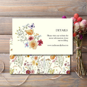 Cartão De Informações Detalhes do Casamento Rústico Boho com Flores Silv