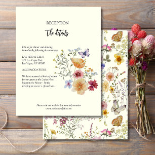 Cartão De Informações Detalhes do Casamento Rústico Boho com Flores Silv