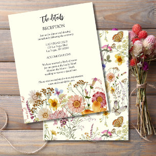 Cartão De Informações Detalhes do Casamento Rústico Boho com Flores Silv