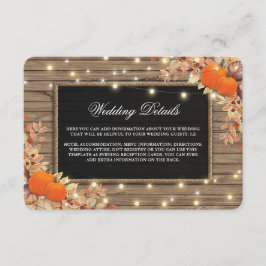 Cartão De Informações Detalhes do Casamento Rústico de Outono no Campo