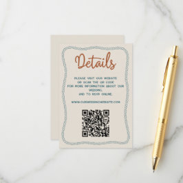 Cartão De Informações Detalhes do Casamento Rústico Ocidental Código QR