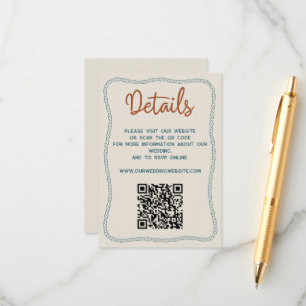 Cartão De Informações Detalhes do Casamento Rústico Ocidental Código QR 