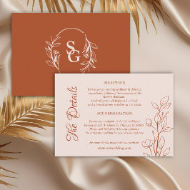 Cartão De Informações Detalhes do Casamento Simples Boho Terracotta