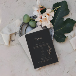 Cartão De Informações Detalhes do Casamento Simples de Black Real