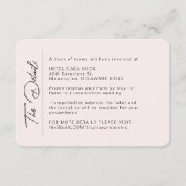 Cartão De Informações Detalhes do Casamento Simples de Blush Moderno