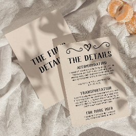 Cartão De Informações Detalhes do Casamento Simples Desenhado na Mão Ret