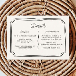 Cartão De Informações Detalhes do Casamento Simples Desenhado Pela Mão