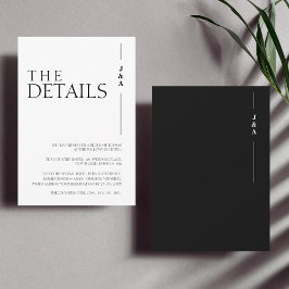 Cartão De Informações Detalhes do Casamento Simples do Monograma Branco