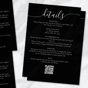 Cartão De Informações Detalhes do Casamento Simples do Script Elegante P