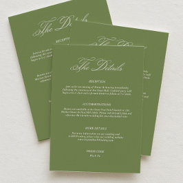 Cartão De Informações Detalhes do Casamento Simples Verde Código de Vest