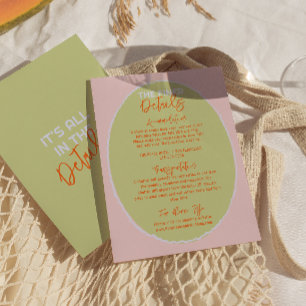 Cartão De Informações Detalhes do Casamento Simulado Manuscrito Quirky D