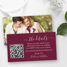 Detalhes do Casamento Site QR Foto Burgundy