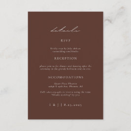 Cartão De Informações Detalhes do Casamento SYDNEY Espresso
