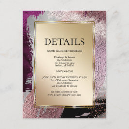 Cartão De Informações DETALHES DO CASAMENTO | Traços Metálicos Vinho De 