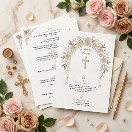 Cartão De Informações Detalhes do Casamento Tradicional Católico Cruz