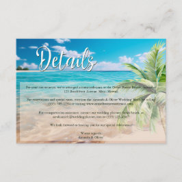 Cartão De Informações Detalhes do Casamento Tropical Beach do Turquoise