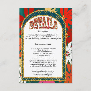 Cartão De Informações Detalhes do Casamento Tropical Big Flowers & Arch