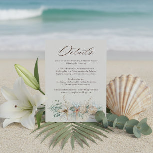 Cartão De Informações Detalhes do Casamento Tropical Boho na Praia