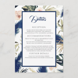 Cartão De Informações Detalhes do Casamento Tropical de Grass marinho Bl