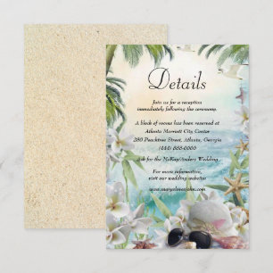 Cartão De Informações Detalhes do Casamento Tropical na Praia