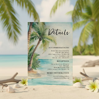 Cartão De Informações Detalhes do Casamento Tropical Paradise Palms na P