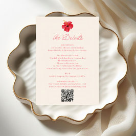 Cartão De Informações Detalhes do Casamento Tropical Retrô na Ilha Coste