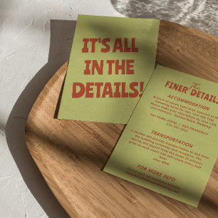 Cartão De Informações Detalhes do Casamento Único Colorido Retroativo Ne