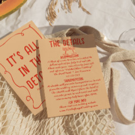 Cartão De Informações Detalhes do Casamento Único Vermelho Quirky Desenh